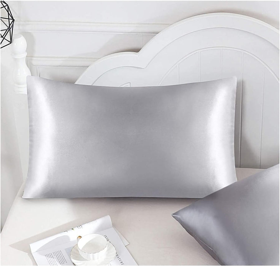 Funda de Almohada Satén Gris 35 x 55cm para modelo (Almohada Cervical Viscoelástica Cuello)