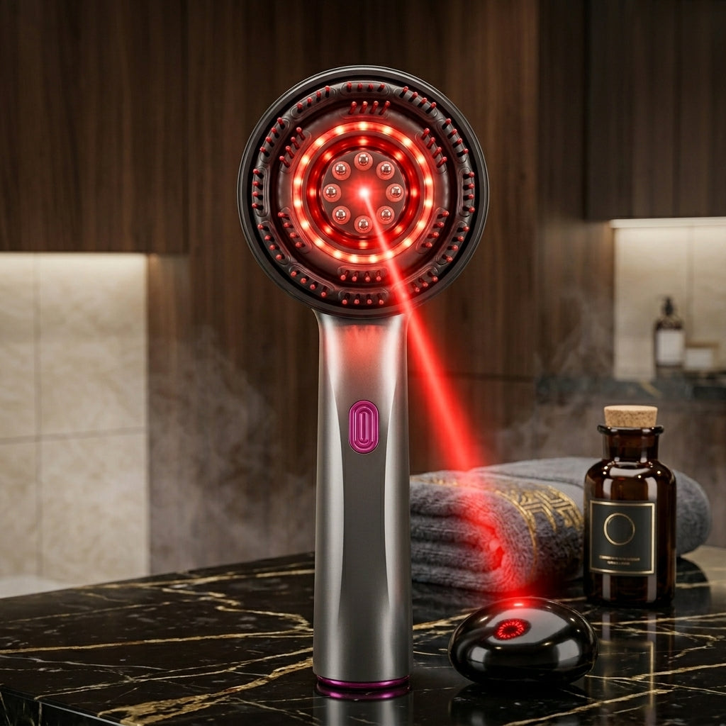 Masajeador de Cuero Cabelludo con Luz Roja y Vaporizador | Recargable