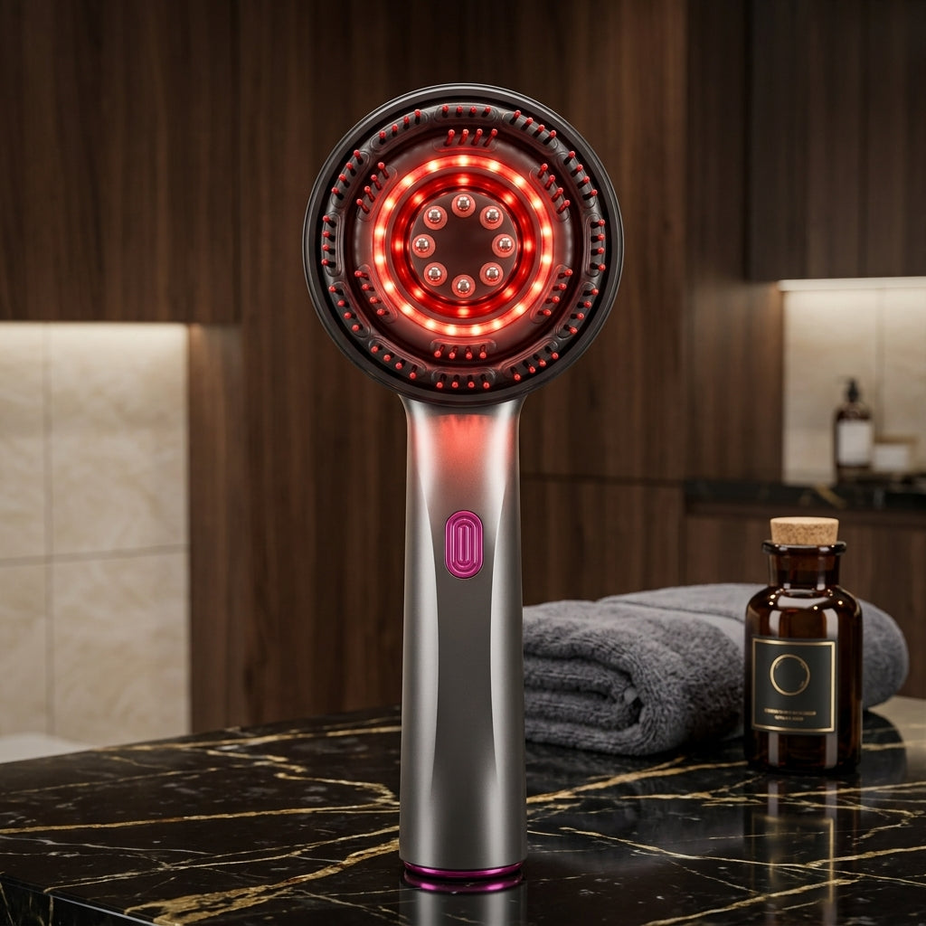 Masajeador de Cuero Cabelludo con Luz Roja y Vaporizador | Recargable