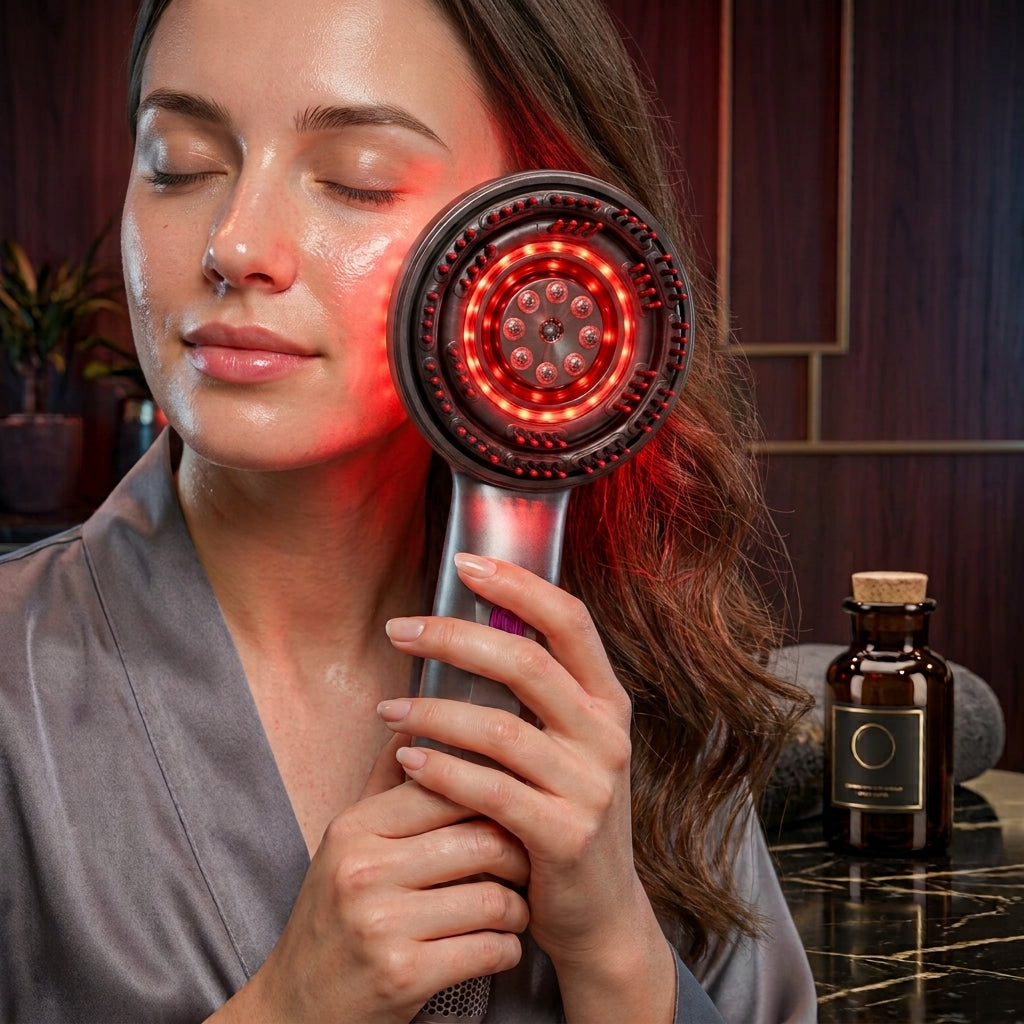 Masajeador de Cuero Cabelludo con Luz Roja y Vaporizador | Recargable